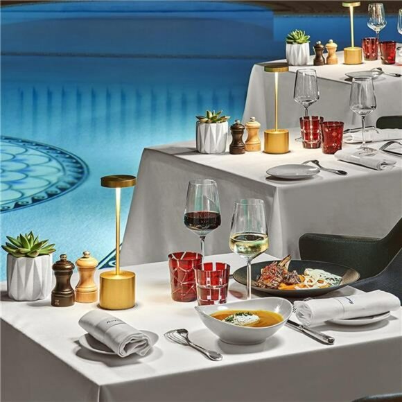 2 pack cordless rechargeable LED table lamp dimmable for patio restaurant decor - Picture 6 of 7